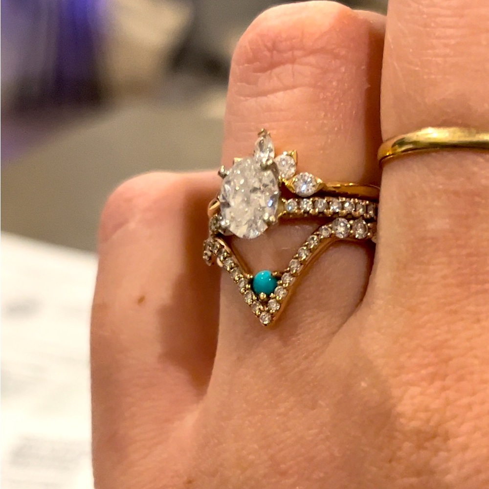 LAST CHANCE‼️ SELLING - Solid Rose Gold Diamond Engagement Ring/Wedding Set